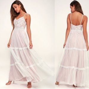 Lulu's Elenora White Embroidered Maxi Dress